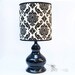 Black ceramic lamp with damask shade,