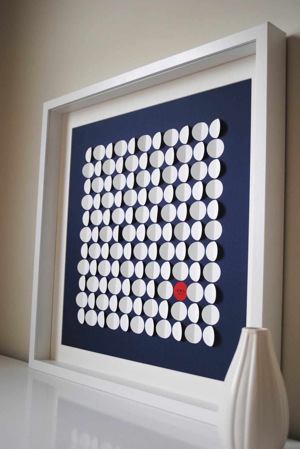 Unique Wedding Guest Book Alternative - 3D Wedding Circles - MED - For up to 170 guests (includes frame, instruction card & pens)