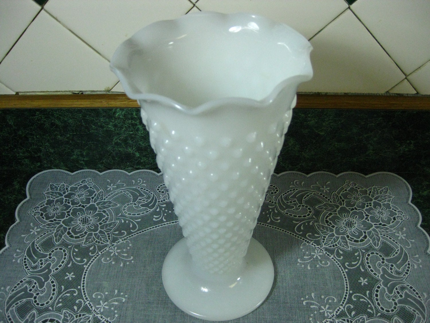 Vintage Vase: Hobnail Milk Glass Vase