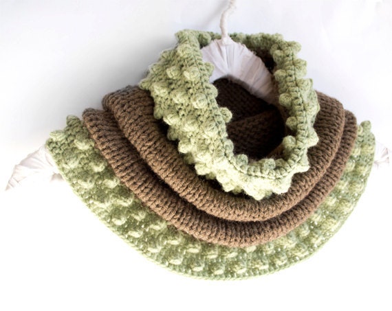 Milk Chocolate Brown and Mint Green Cowl - Yanettine Milk Chocolate Brown and Mint Green Cowl - Yanettine