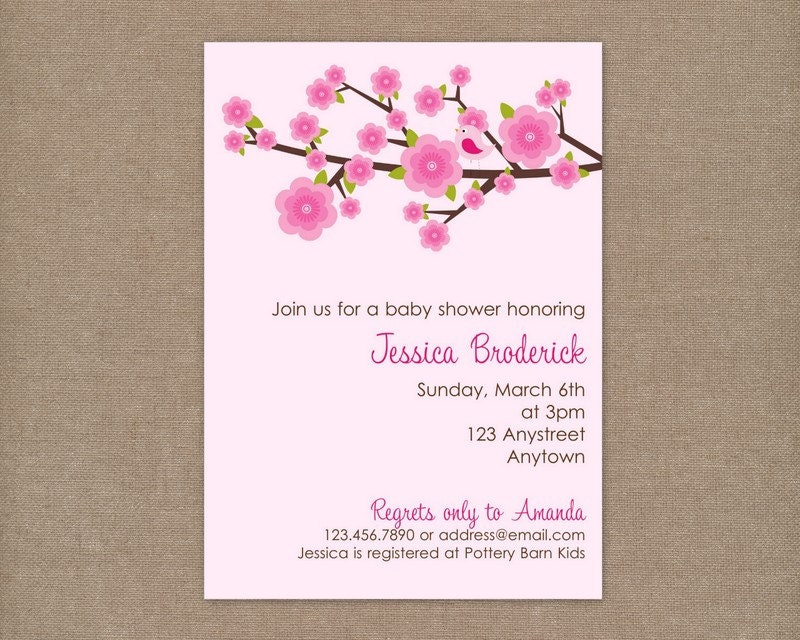 Printable Cherry Blossom Baby Shower Invitation Il_570xn