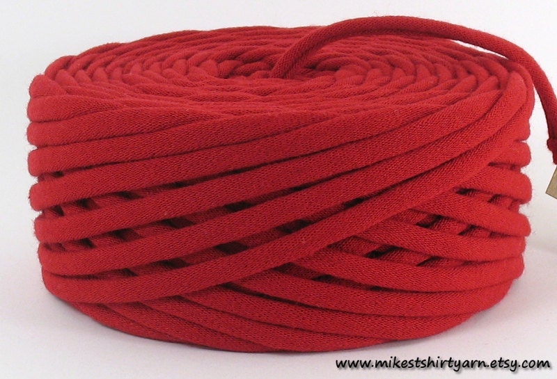 Red Recycled T Shirt Yarn 40 Yards Super Bulky Crafting Cord