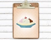 Banana Split Vintage Style 8x10 Art Print Digital Artwork Photo Print Ice Cream Retro Illustration