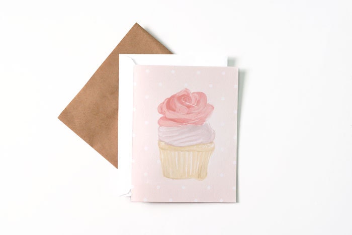 Yummy Cupcake Card - Celebration, Congratulations, or Birthday Illustrated Note Card