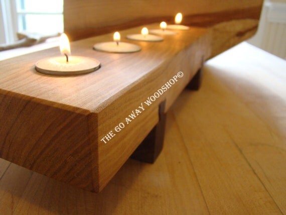 Black cherry and walnut tea light candle holder