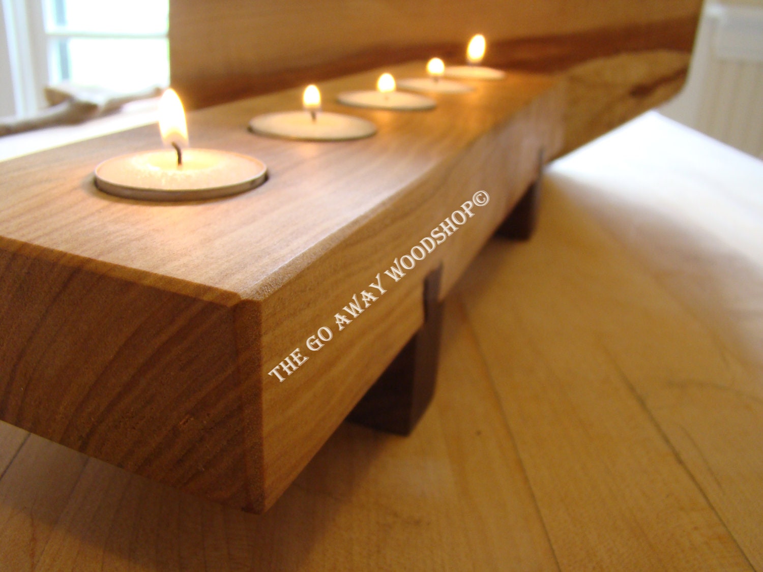 Black cherry and walnut tea light candle holder
