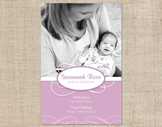 Printable Custom Baby Girl Birth Announcement - Sweet Savannah Il_570xn