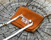 Brass and Quartz Leather Pouch