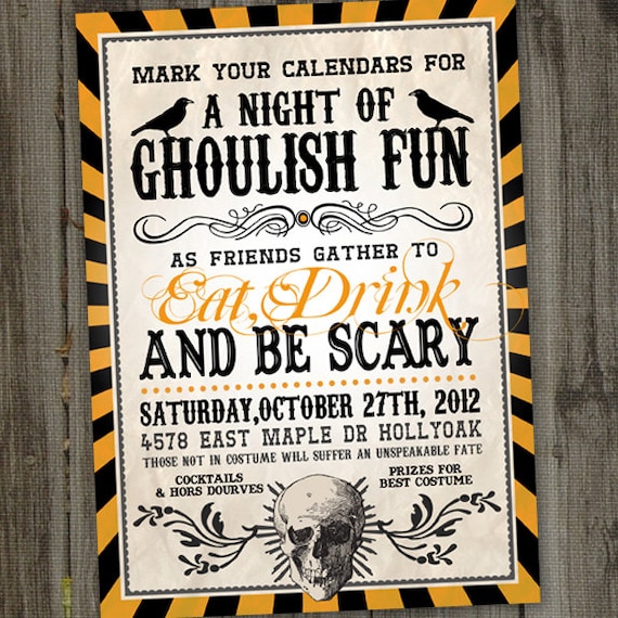 Vintage Retro Halloween Printable Party Invitation