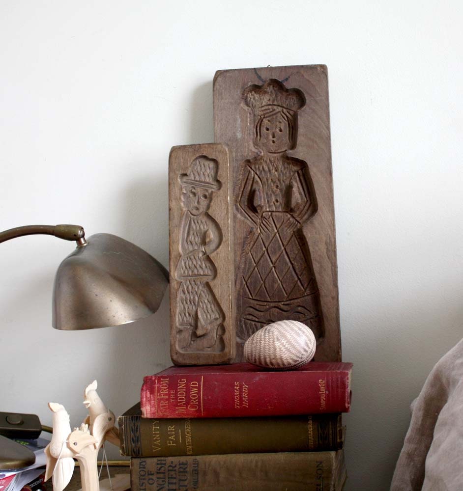 Hansel and Gretel, Wooden Gingerbread Moulds, Carved. Vintage Home Decor or Baking. Thanskgiving Christmas.