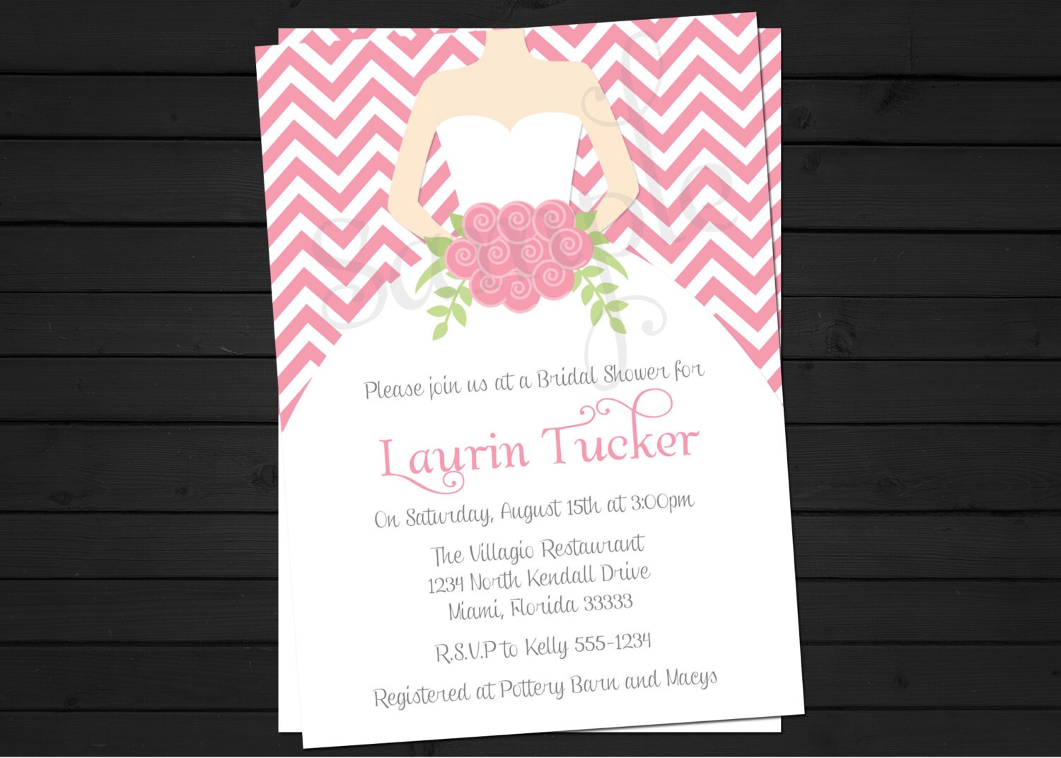 Chevron Bridal Shower Invitation Digital File YOU-PRINT Il_570xn