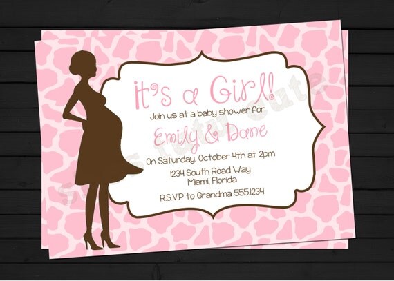Safari Jungle Baby Shower Pink Digital Invitation YOU-PRINT Il_570xn