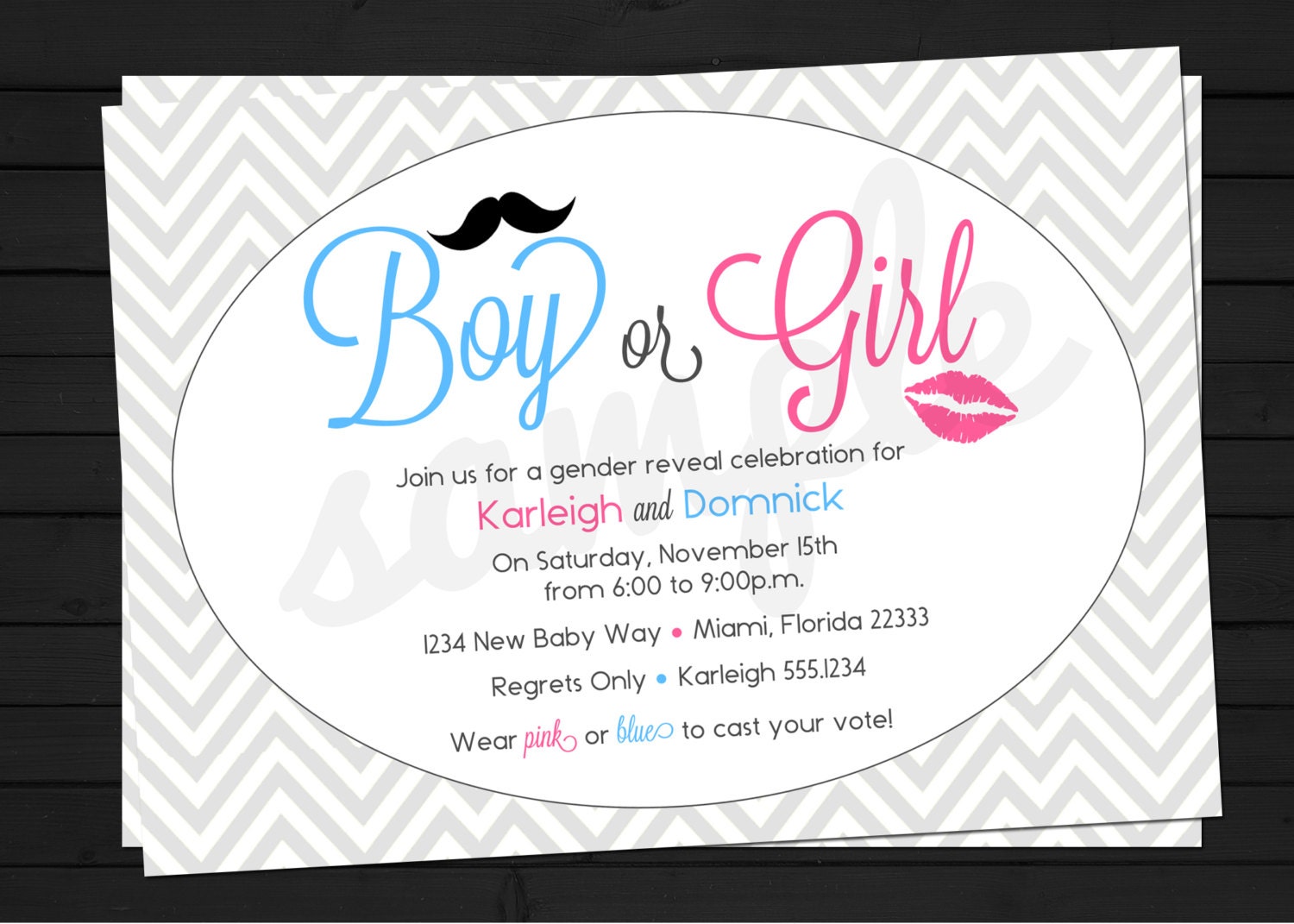 Boy OR Girl Gender Reveal Invitation Digital File YOU-PRINT Il_570xn