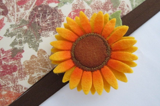 Indian Summer Sunflower Headband.  Perfect Fall Accessory for Infant, Toddler or Child.  MADE TO ORDER - SugarBearsBows
