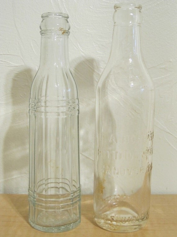 Vintage Antique Clear Glass Bottles P J Ritter By Autumnhouse