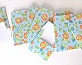 24 teeny tiny miniature square blue orange mini envelope note card sets stationery party favors weddings guest book table number