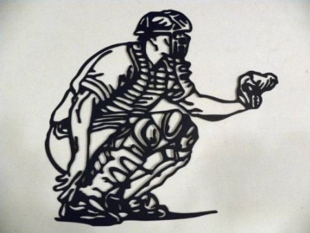 Baseball Catcher Metal Wall Art Sports Decor - sayitallonthewall
