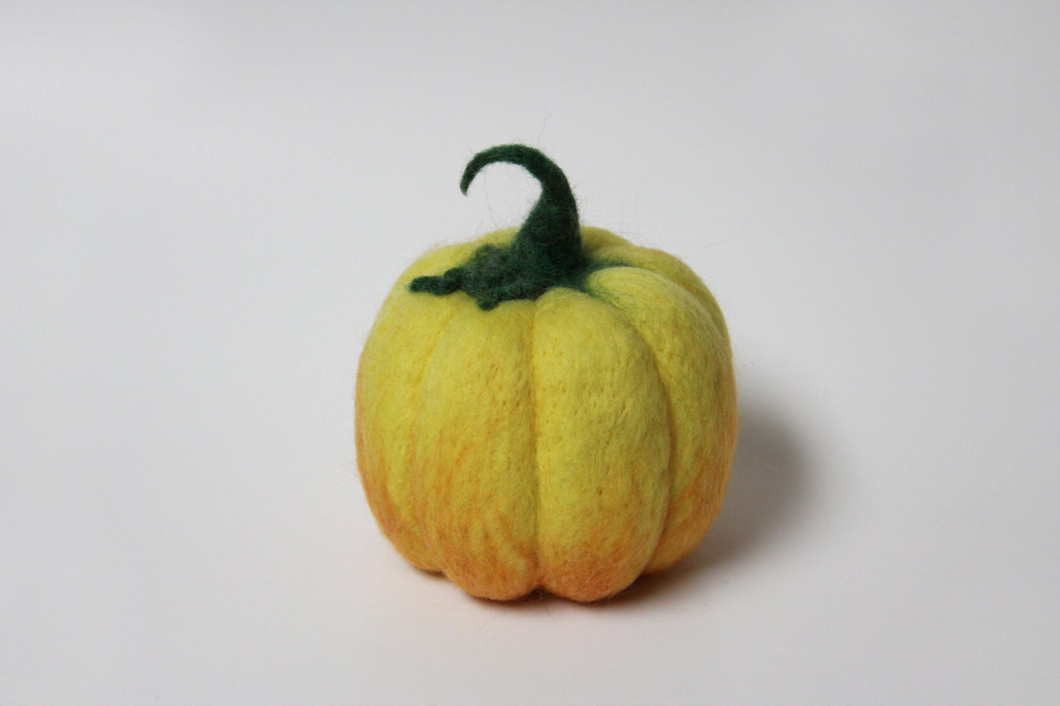 Yellow & Orange Ombre Felted Wool Pumpkin Autumn Fall Decor Needle Felt