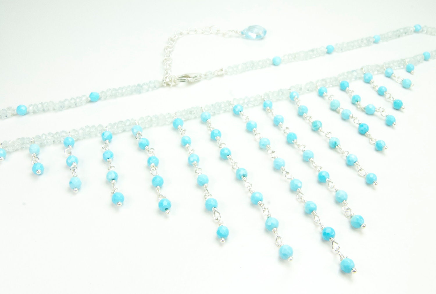 Aqua Marine and Blue Turquoise BIB Necklace Bridal Jewelry, Turquoise Jewelry
