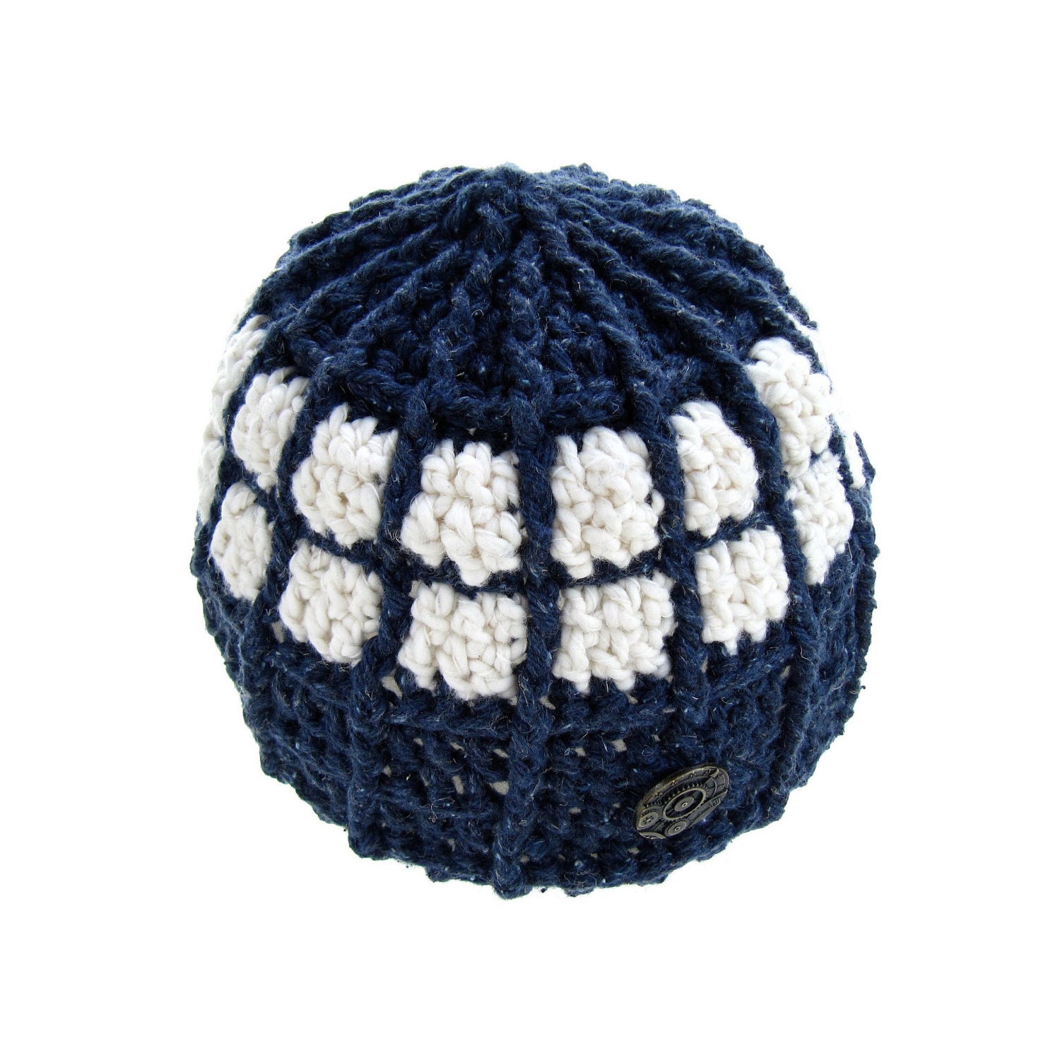 Sci-Fi Crochet Beanie, TARDIS Doctor Who Inspired Accessory, Upcycled Recycled Clothing, Charity Donation, Blue White Fantasy Geekery