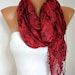Peacock Scarf  Shawl Scarf -  Cowl Scarf  Red - fatwoman