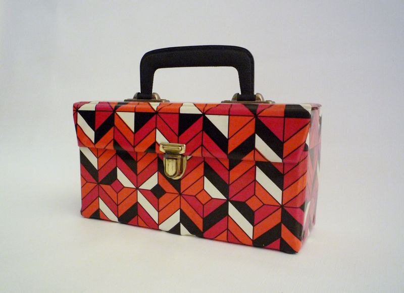 Vintage Leatherette Vinyl Carrying Case with Handle