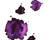abstract watercolor art print in dark purple, mauve