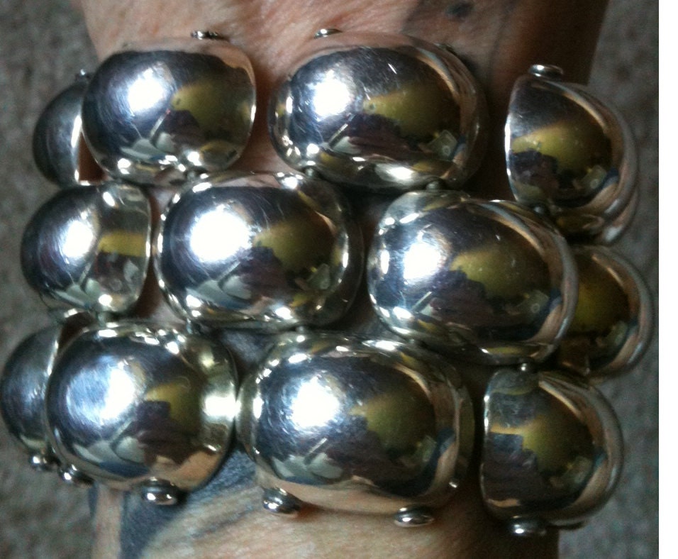 Huge Chunky Vintage Taxco Sterling Silver Link Bracelet. Hallmarked