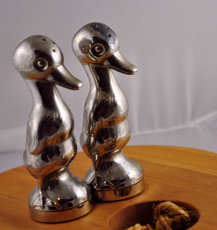 Metal Duck Salt and Pepper Shakers