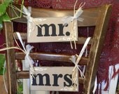 Mr/ Mrs Shabby Chic Chair Signs Wedding Reception Decor Photo Booth Props Wedding Garland