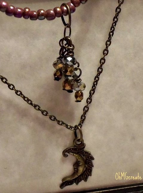 Brassy Crescent Moon Necklace