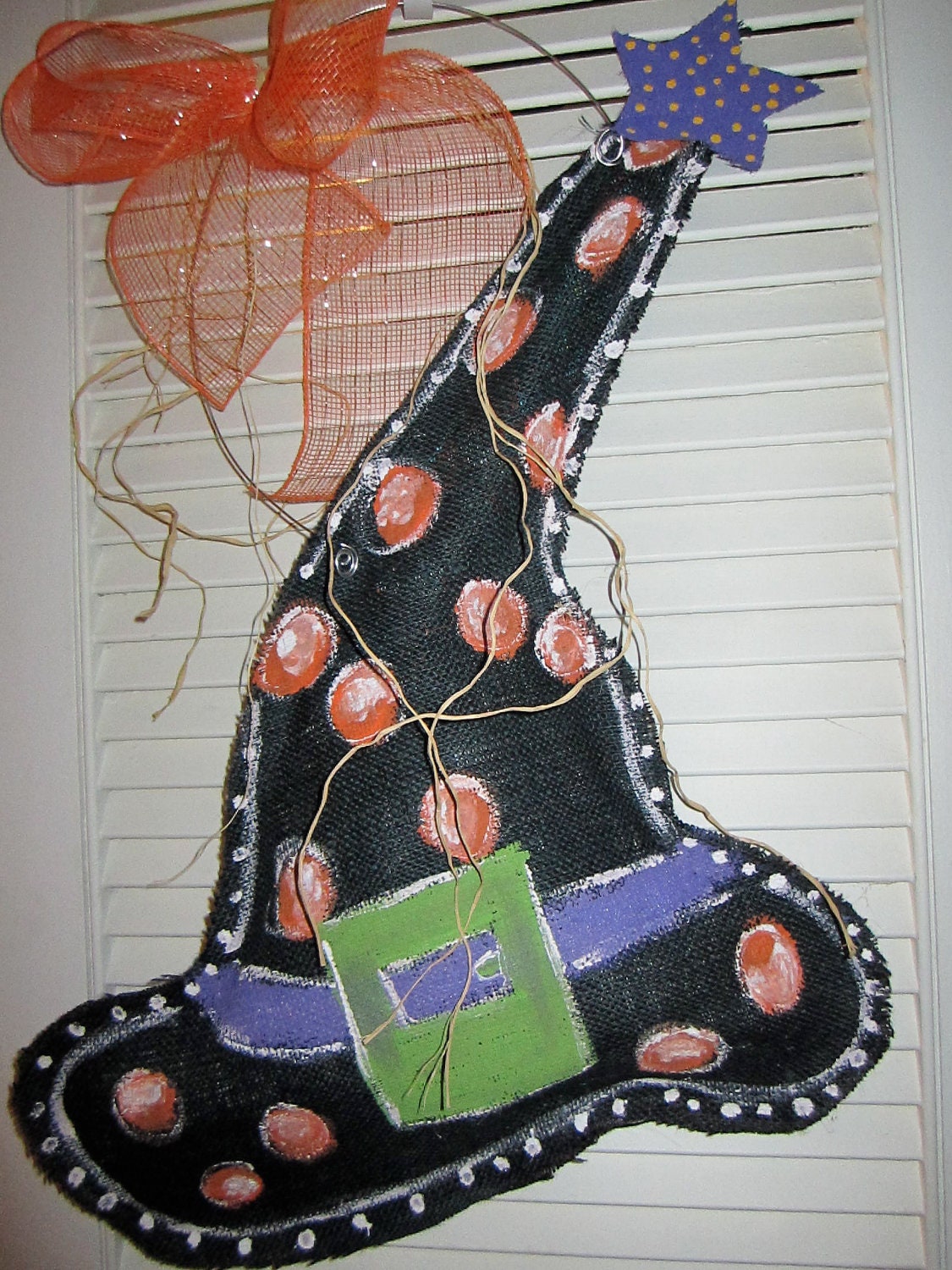 Burlap Witch Hat Door Hanging Decoration
