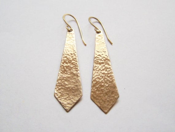 Hammered Brass Earrings, Hand Forged Jewelry, Solid Brass, Fashion, Modern Metal Fashion Under 20 Dollars