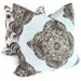 John Robshaw Blue Brown or Aqua Wood Block Decorative Pillow Cover Square, Eurosham or Lumbar pillow cover, Toss pillow, accent pillow
