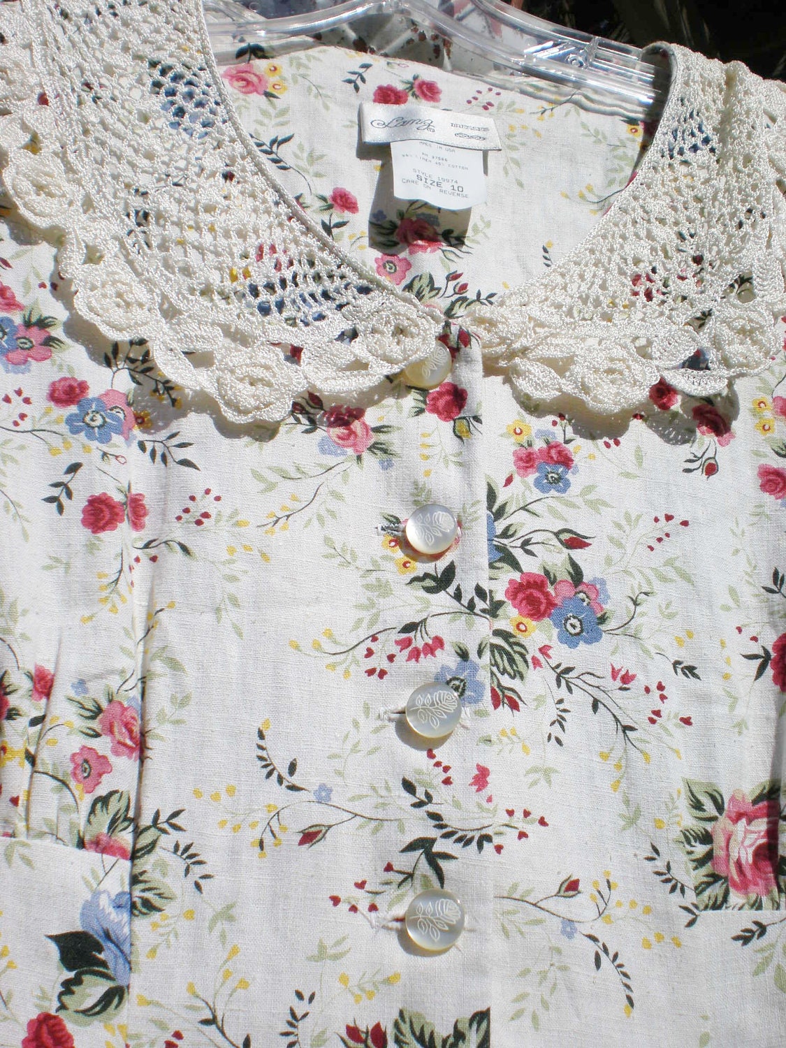 Granny Chic Vintage Dress Flower Crochet