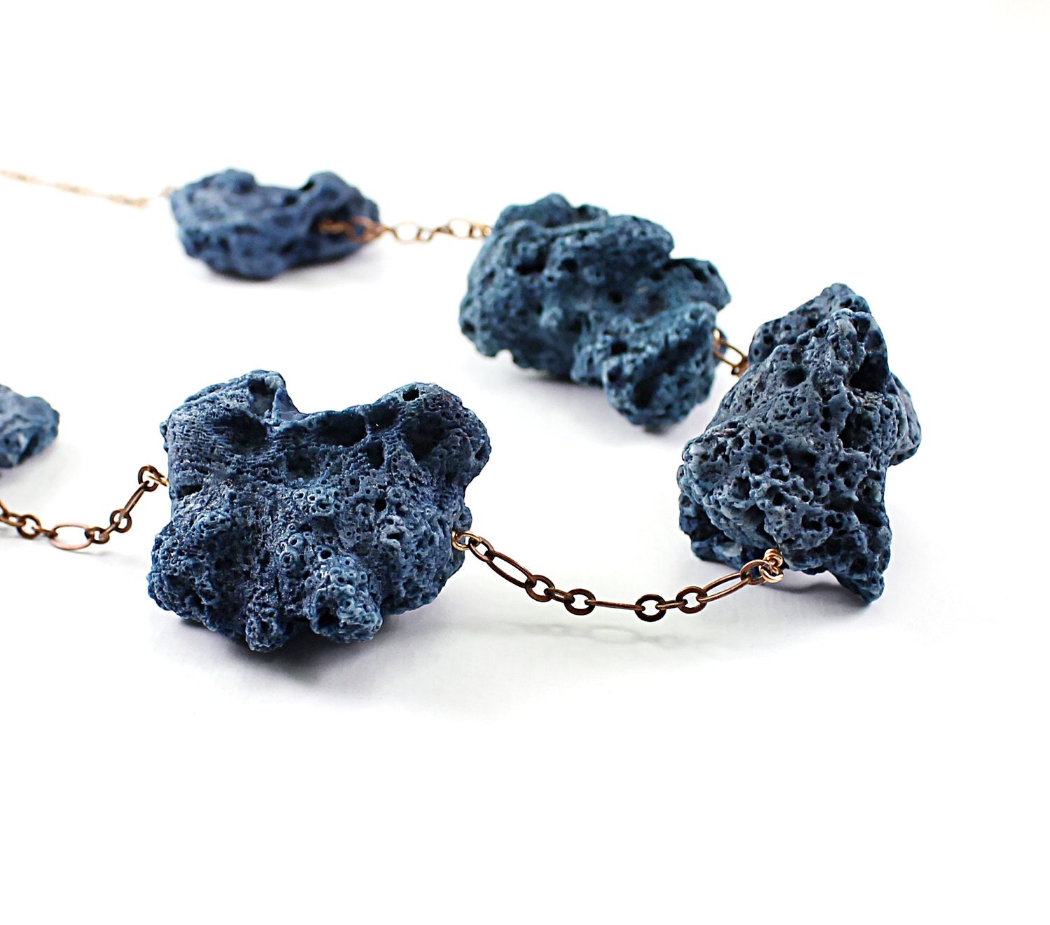 Coral necklace: blue necklace, chunky necklace, Hawaiian jewelry statement handmade modern jewelry