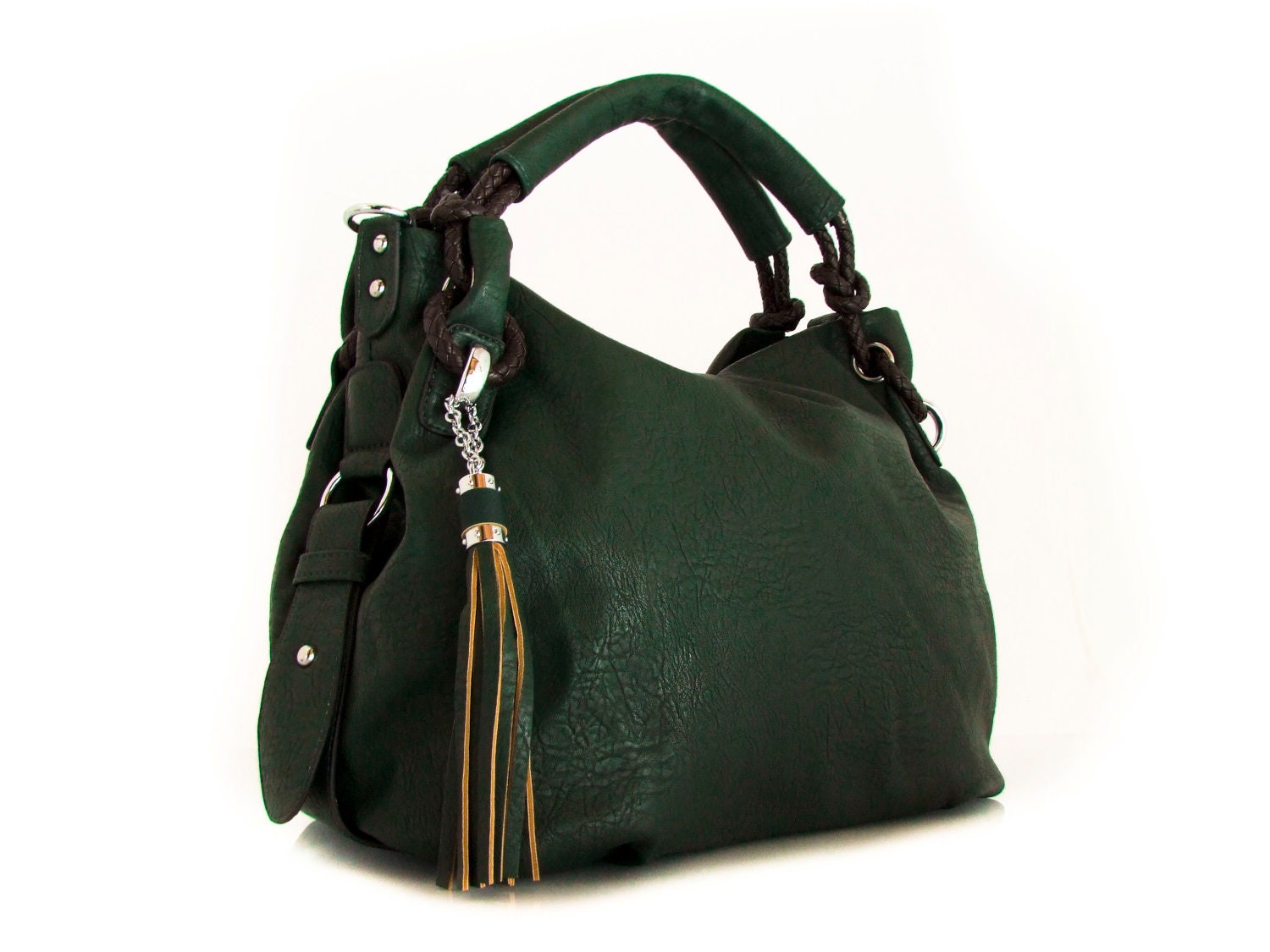 Handmade vegan leather handbag purse green by VeganLeatherHandbags