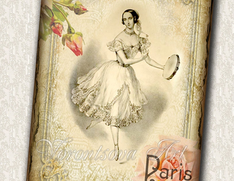 BALLET CLASSIC - Digital Collage Sheet. Set of 4 Vintage Ballerina Images. Printable Download v4596