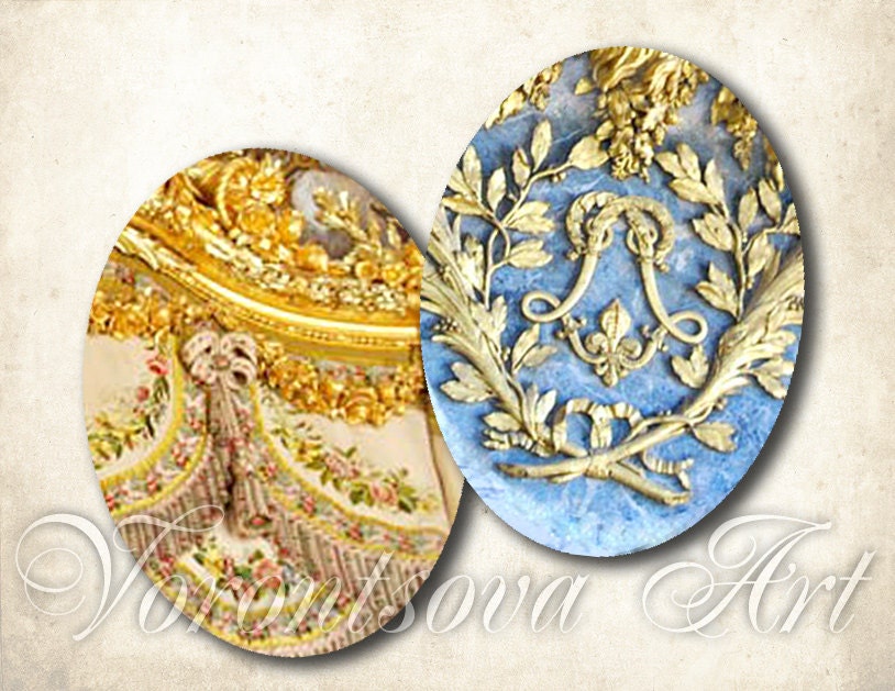 VERSAILLES Oval 30x40 mm Digital Collage Sheet Printable Download for pendants magnets 230