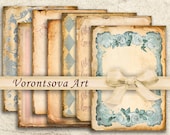 Digital collage sheet VINTAGE PAPER pack of 18 printable images backgrounds download. Scrapbook digital paper v92404