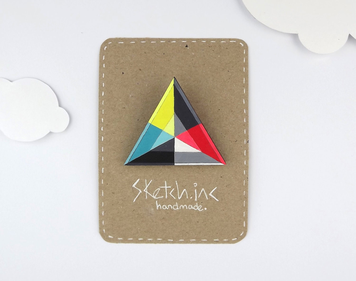 Geometric Modern Brooch Triangle - Kaleidoscope