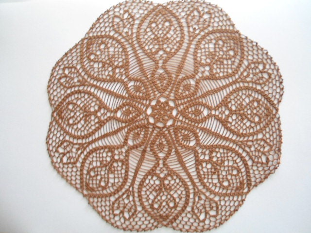Hand crocheted doilies , crochet doily , lace tablecloths , Brown , table decoration