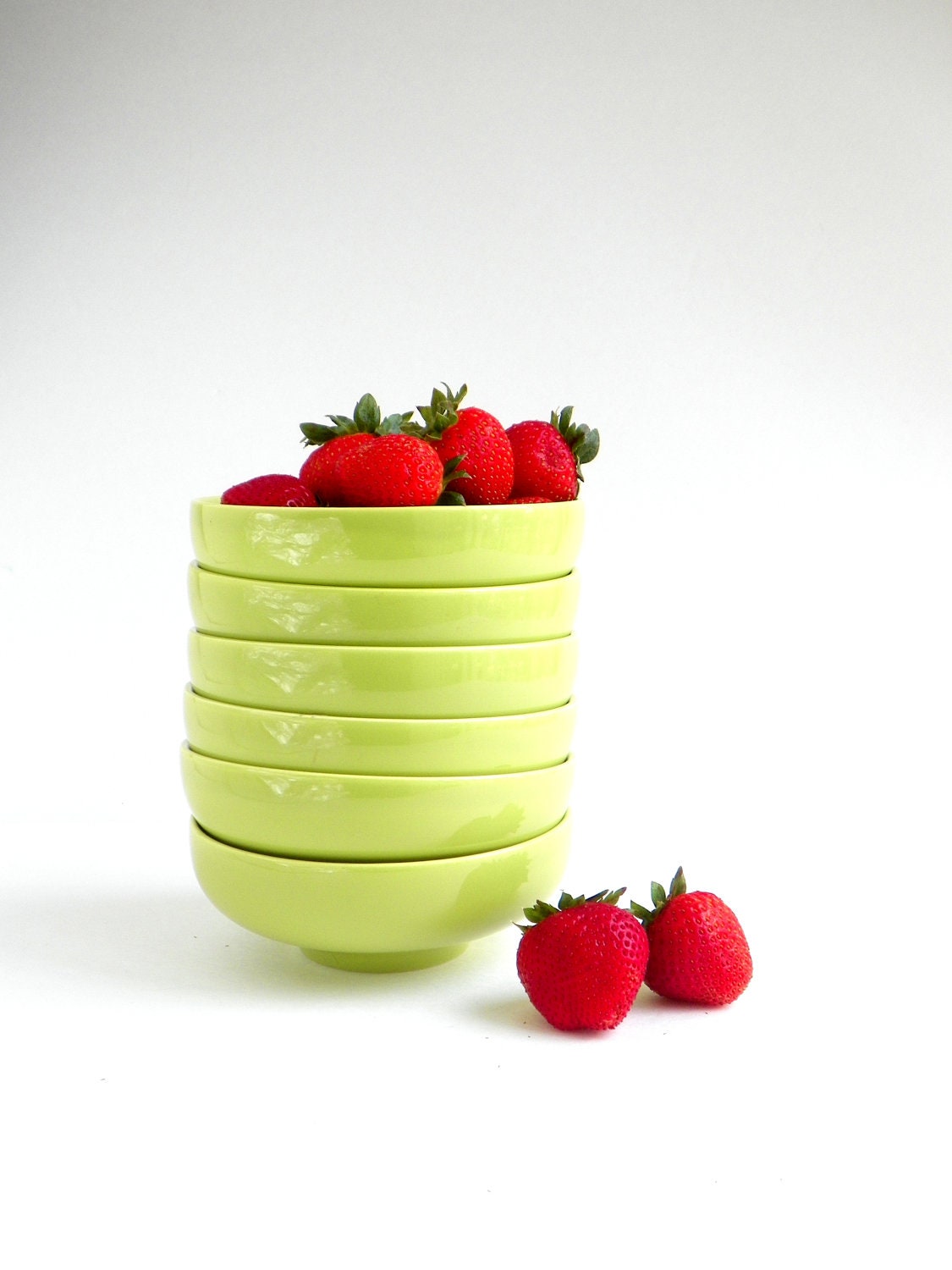Vintage Ceramic Lime Green Bowls