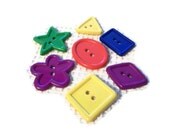 Trendy Buttons, Assorted Sizes Shapes Colors, Stars, Hearts, Arrows, Ovals, Triangles