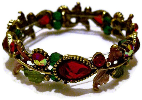 Red Floral Bracelet Jewelry - Christmas Red Bracelet