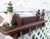 Four Hook Key and Mail Holder Shelf.. " Espresso " or You Choose Color..Shabby Chic Cottage...