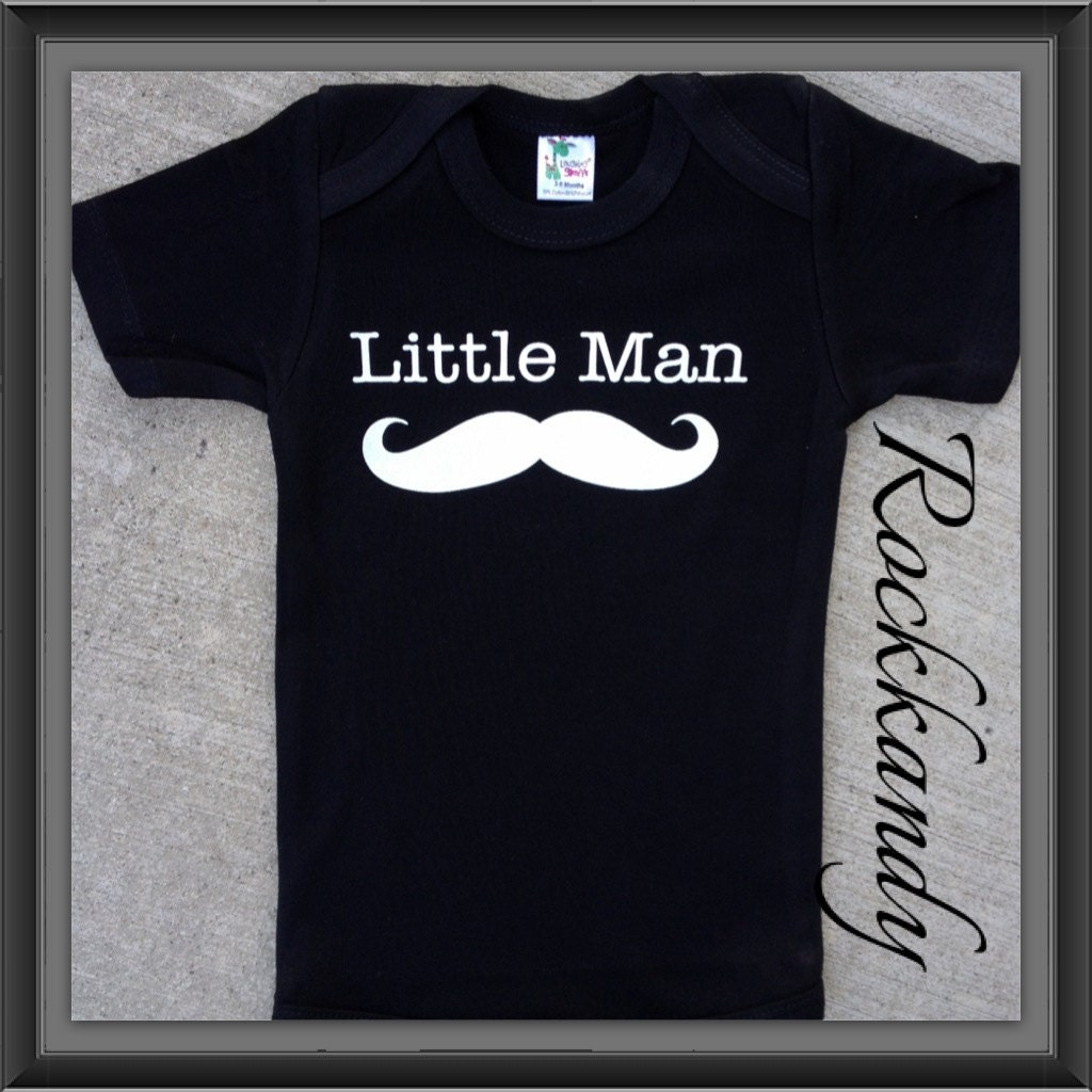 Little Man Mustache Black Onesie/Shirt