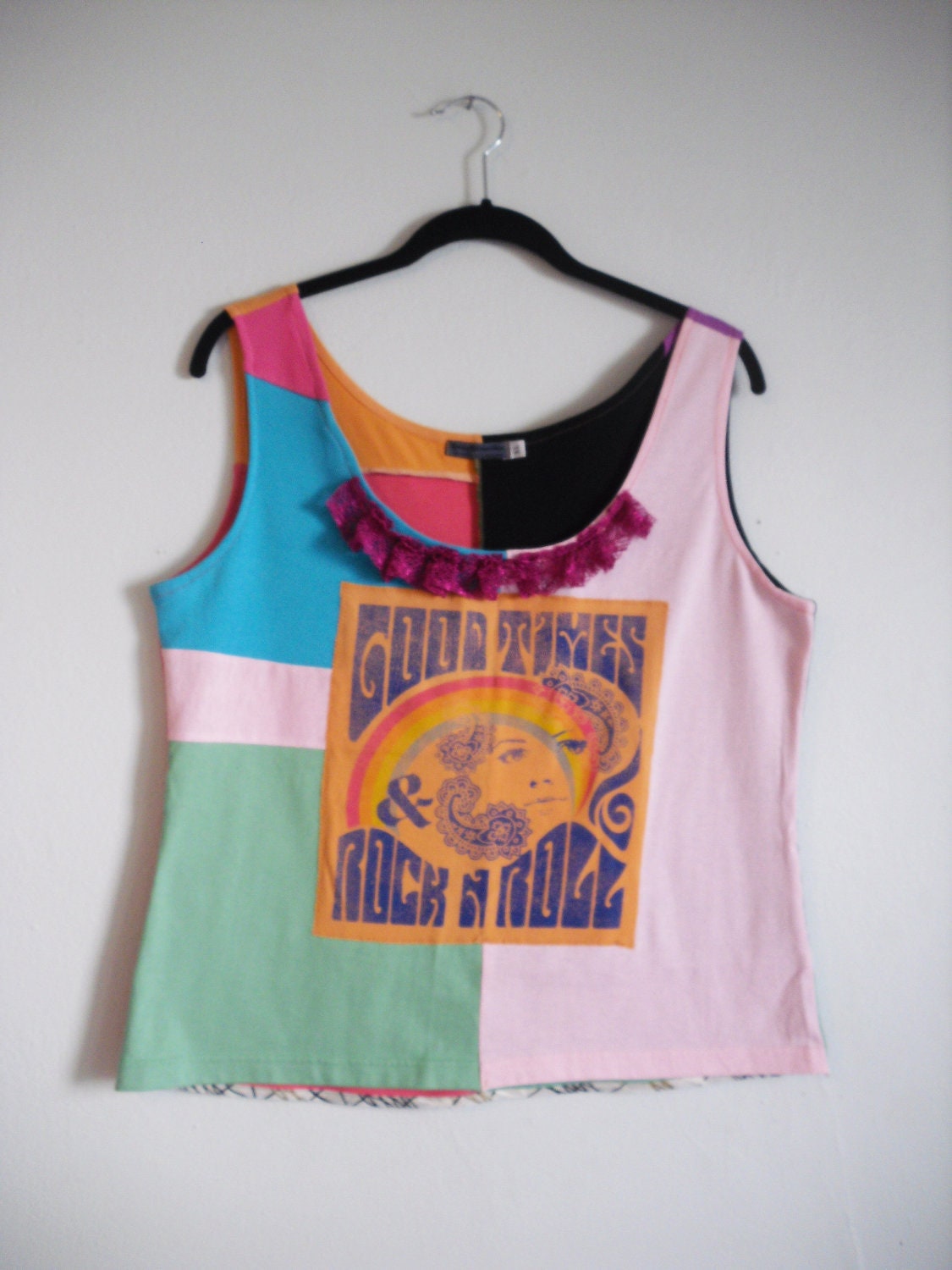 Size XL Good Times Rock N Roll upcycled tank top