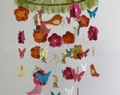 Flower Blossoms, Butterflies and Birds Paper Mobile