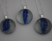 3 Blue Bridesmaids Glass Vintage Marbles Recycled Into Wearable Art Pendants Unique Gifts